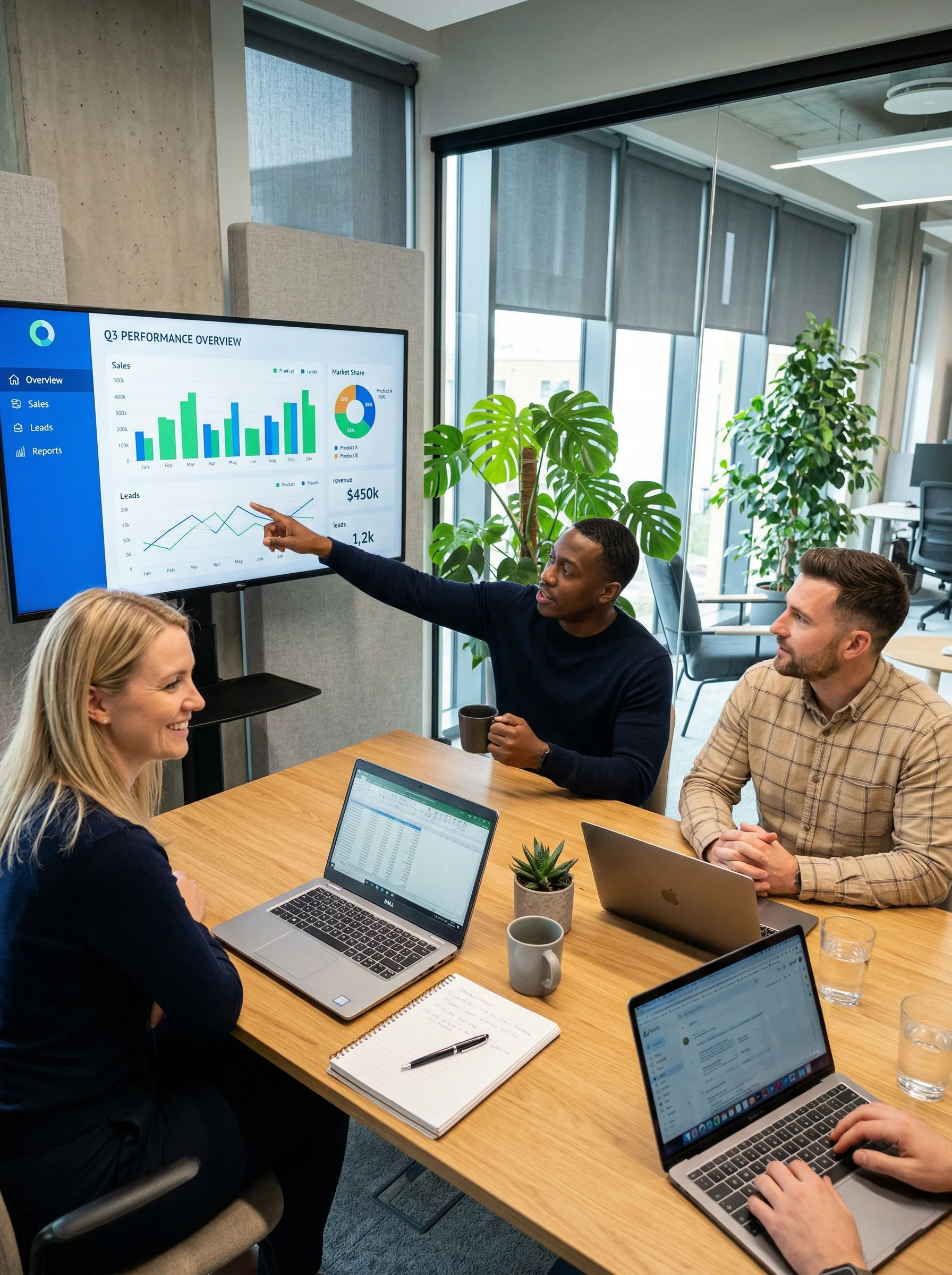 Team collaborating on ecommerce dashboard