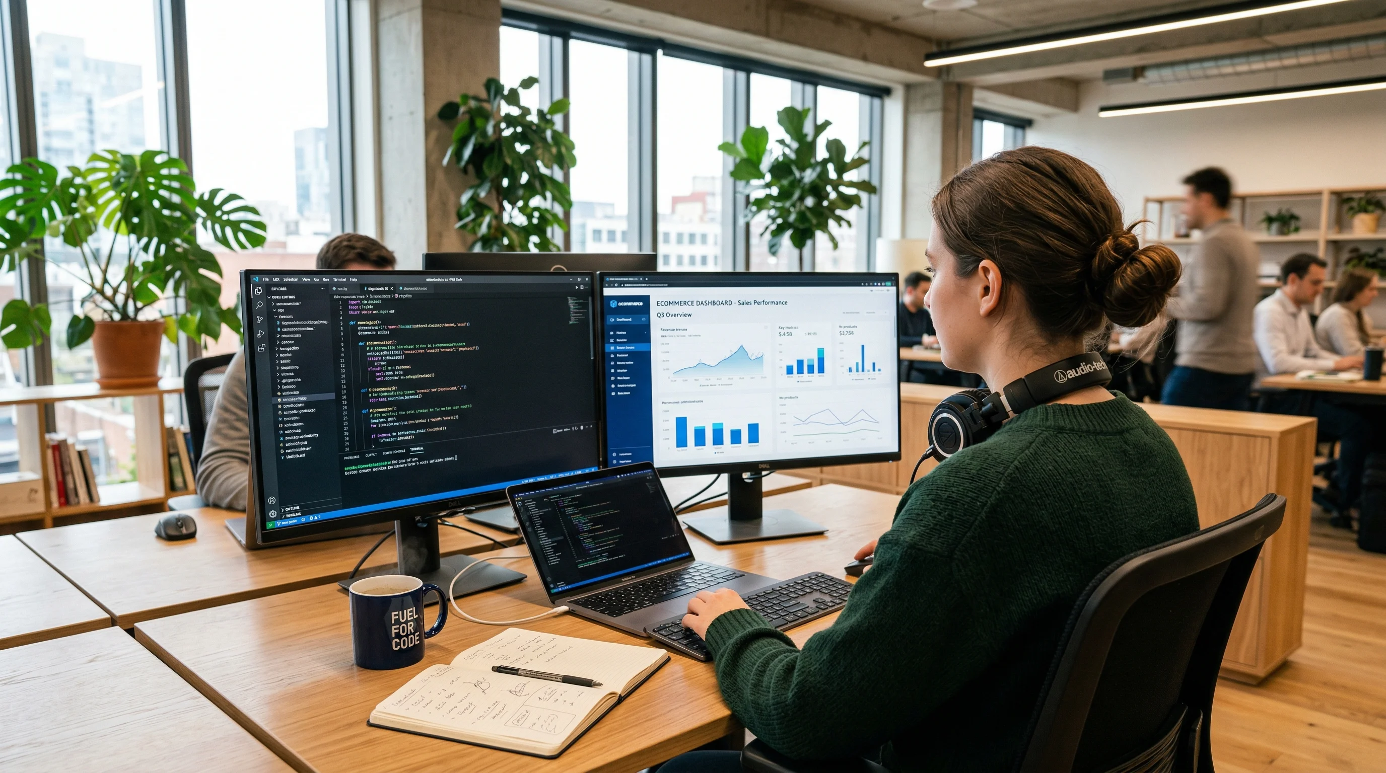 Team working at cafe