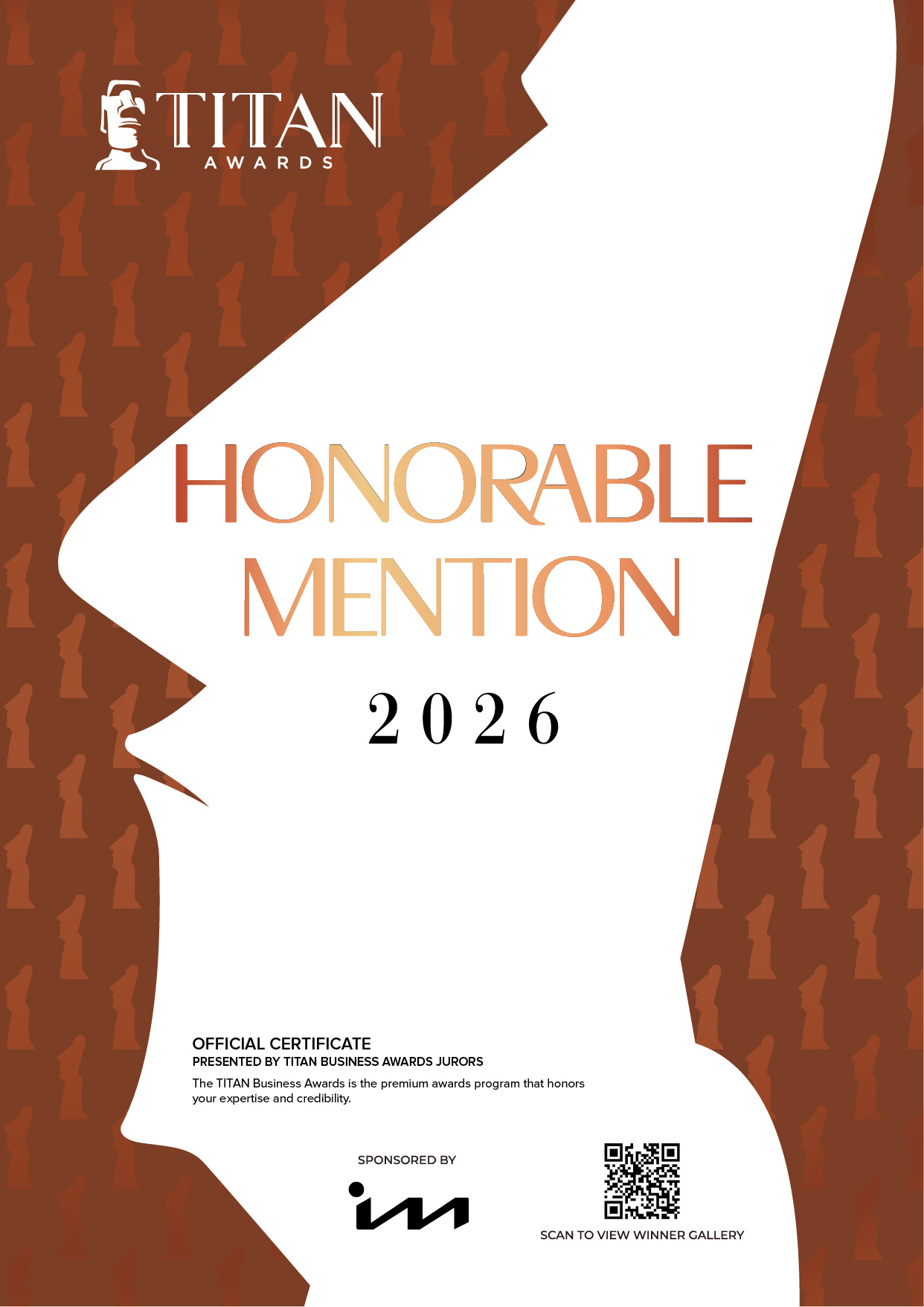 TITAN Business Awards – Honorable Mention 2026 certificate for Ecomzy