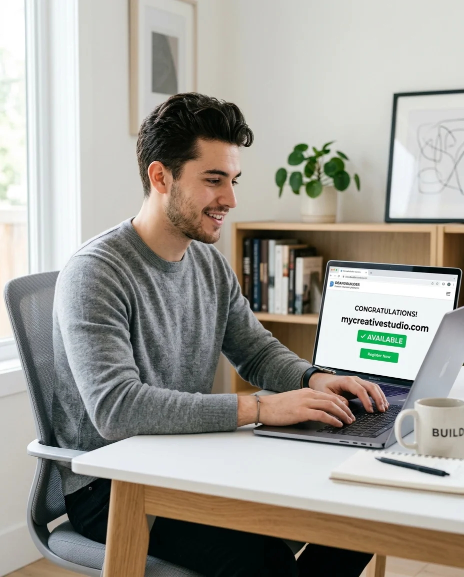 Entrepreneur choosing a premium domain