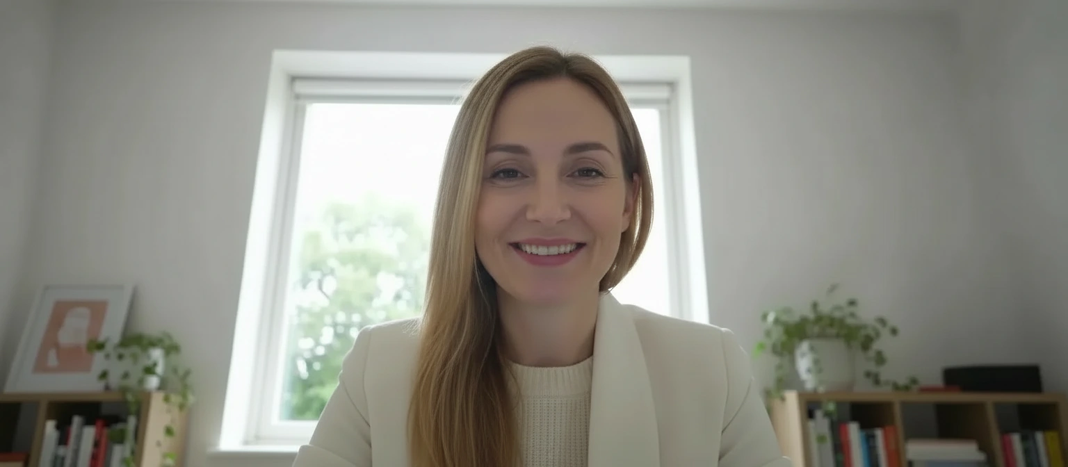 A Growth Manager on a video call from her desk