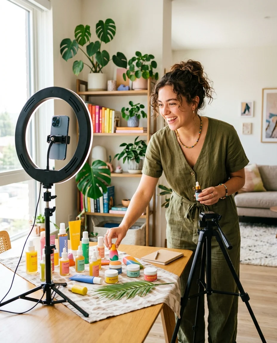 Content creator producing marketing videos